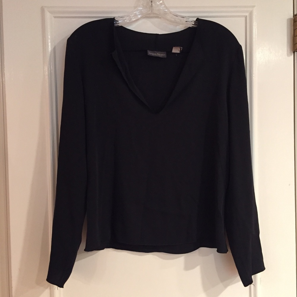 Banana Republic Black Blouse with Deep V-neck